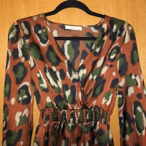 Leopard print satin midi dress!